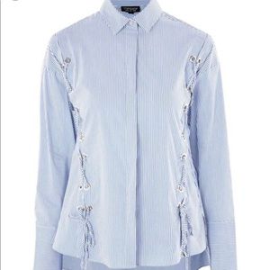 Top Shop Side Lace Up Shirt US4 NWT